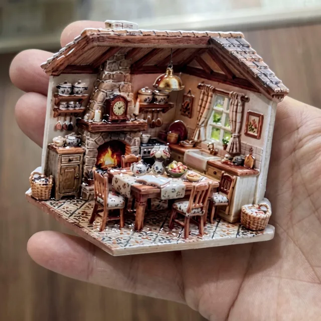Kitchen Scene Fridge Magnet, 3D Relief Resin Refrigerator Decor — product photo 12
