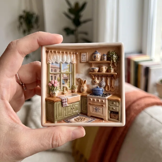Fridge Magnet, Resin Cozy Kitchen Scene Decor — product photo 4