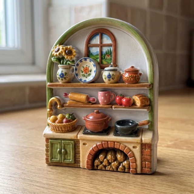 Resin Kitchen Magnet Miniature Shelf Scene, Cozy Home Decor Accent — product photo 1