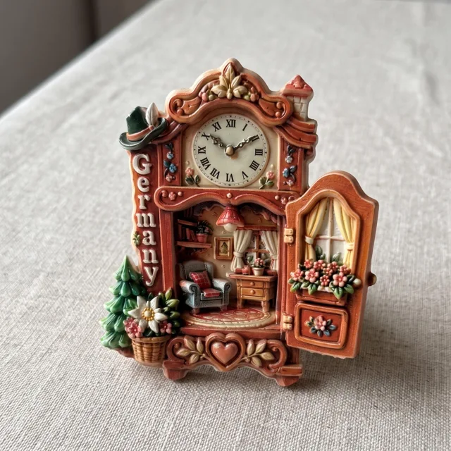 Refrigerator Magnet: 3D Resin Miniature Clock Cabinet Germany Souvenir — product photo 1