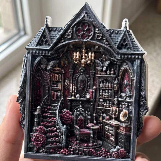 Gothic Castle Fridge Magnet, Resin Dark Fantasy Decor — product photo 3