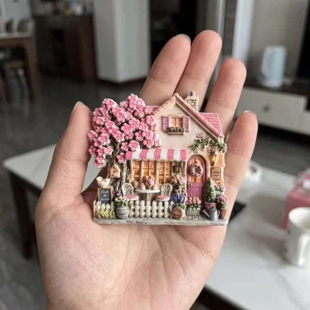 Flower Shop Fridge Magnet: 3D Resin Floral Cottage Relief Decor — product photo 1