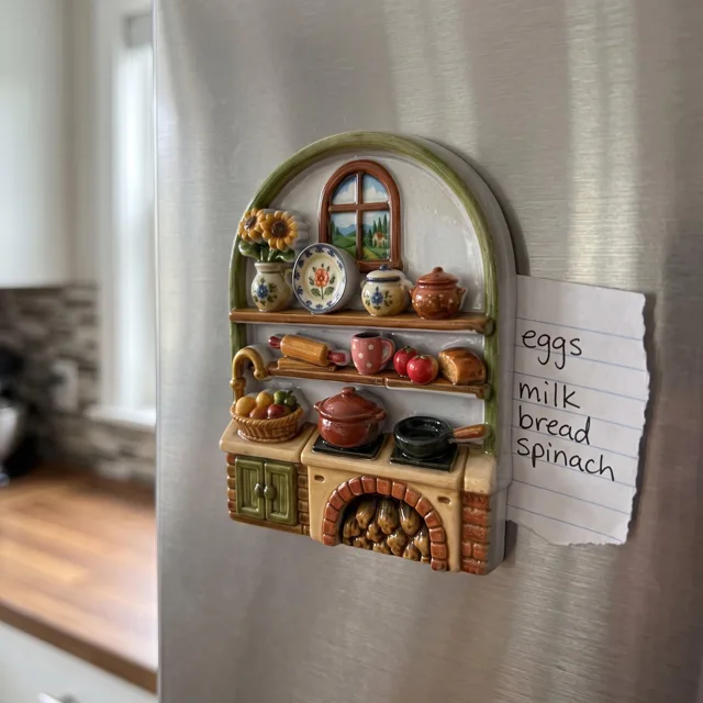 Resin Kitchen Magnet Miniature Shelf Scene, Cozy Home Decor Accent — product photo 11