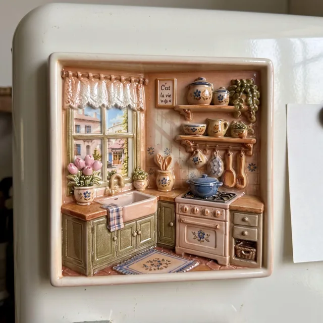 Fridge Magnet, Resin Cozy Kitchen Scene Decor — product photo 1