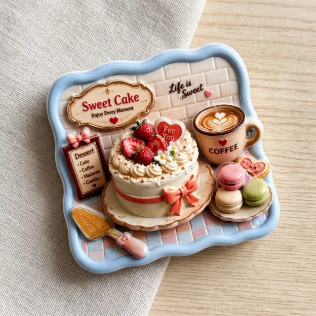 Cake Fridge Magnet: 3D Resin Dessert Coffee Kitchen Decor — product photo 7