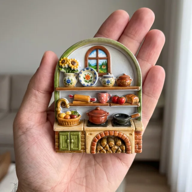Resin Kitchen Magnet Miniature Shelf Scene, Cozy Home Decor Accent — product photo 3