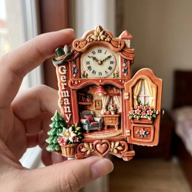 Refrigerator Magnet: 3D Resin Miniature Clock Cabinet Germany Souvenir — product photo 4