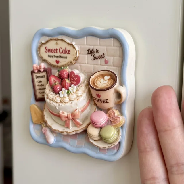 Cake Fridge Magnet: 3D Resin Dessert Coffee Kitchen Decor — product photo 10