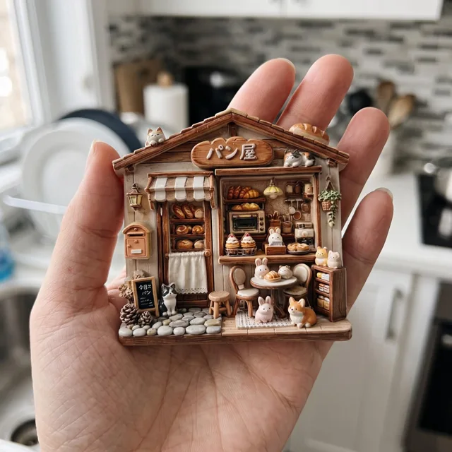 Bakery Shop Refrigerator Magnet, Raised Resin Miniature Cafe Decor — product photo 7