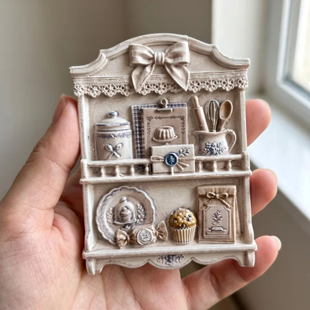 3D Kitchen Hutch Refrigerator Magnet: Resin Miniature Baking Cabinet Decor — product photo 11