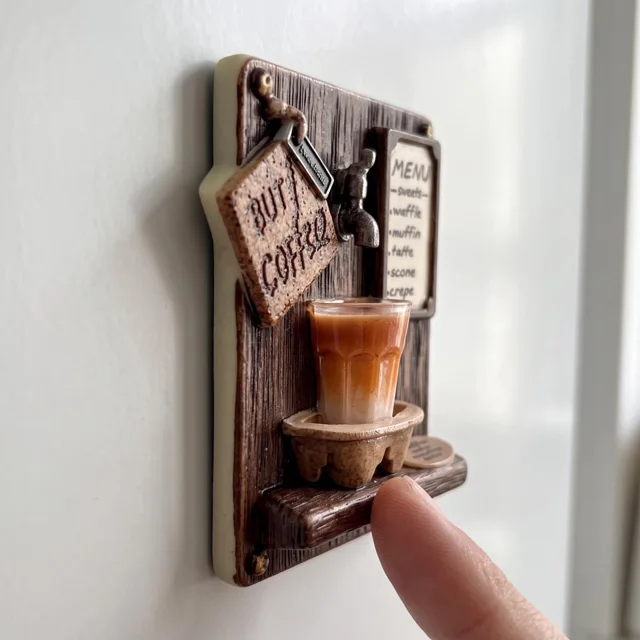 Coffee Shop Wooden Fridge Magnet, Mini Cafe Menu Decor — product photo 5