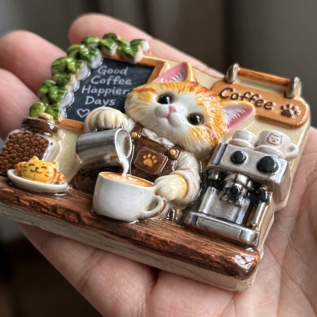 Fridge Magnet: Resin Cat Coffee Shop Kitchen Decor — product photo 5