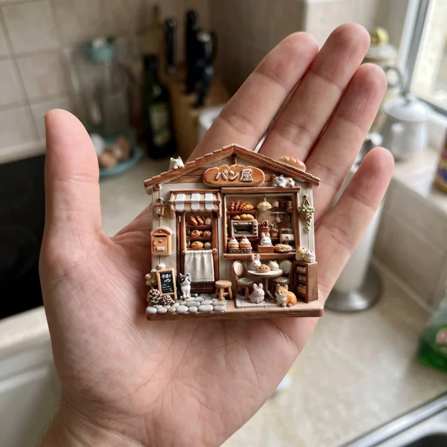 Bakery Shop Refrigerator Magnet, Raised Resin Miniature Cafe Decor — product photo 9