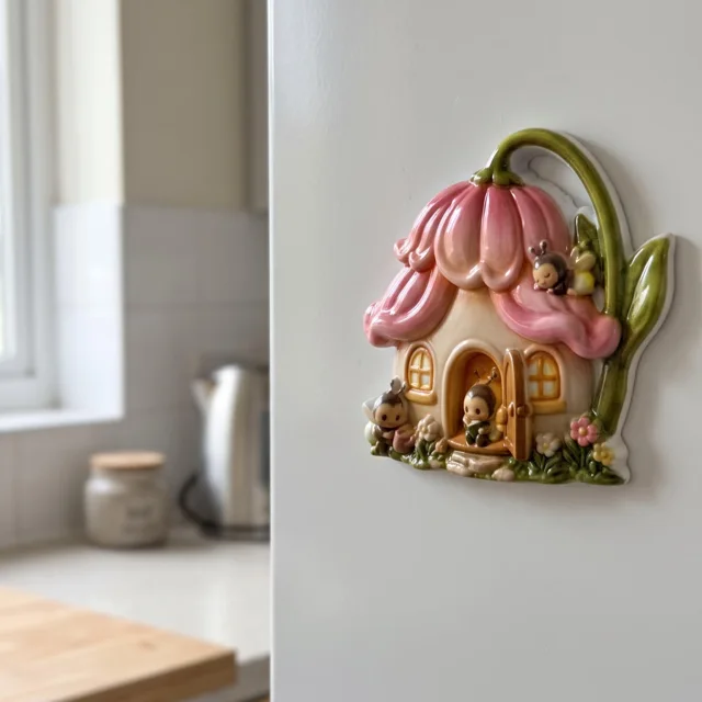 3D Flower House Magnet: Whimsical Fairy Cottage Resin Miniature (7x8cm) — product photo 9