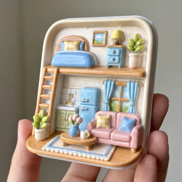 Fridge Magnet Miniature Room Scene With Cozy Home Decor and Plants — product photo 6
