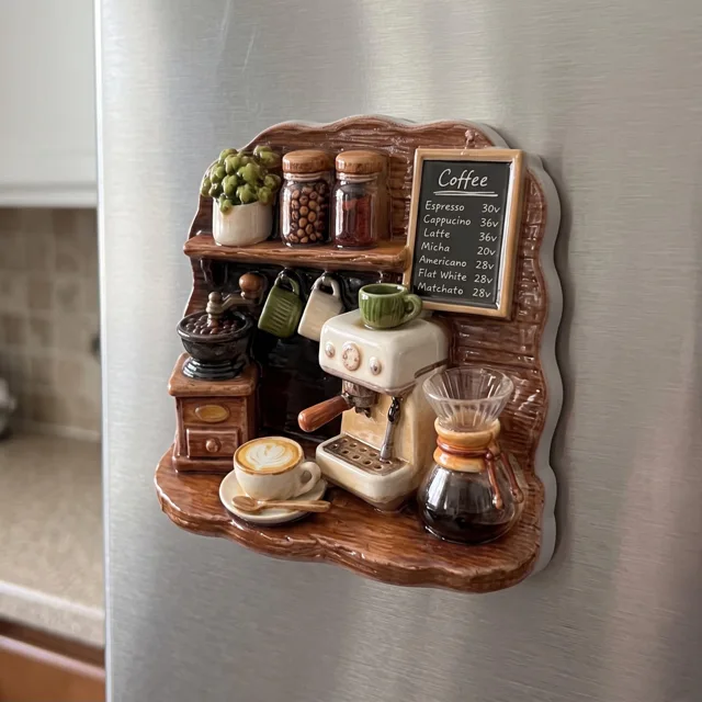 Resin Coffee Shop Refrigerator Magnet, Miniature Café Relief Decor — product photo 4