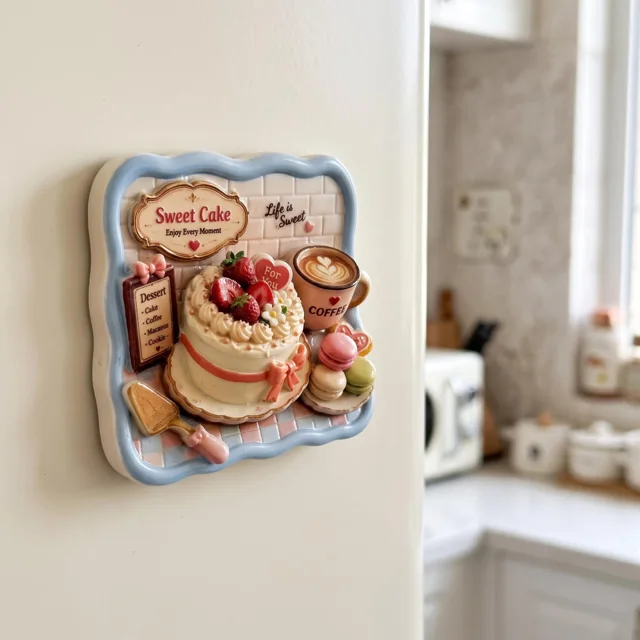 Cake Fridge Magnet: 3D Resin Dessert Coffee Kitchen Decor — product photo 11