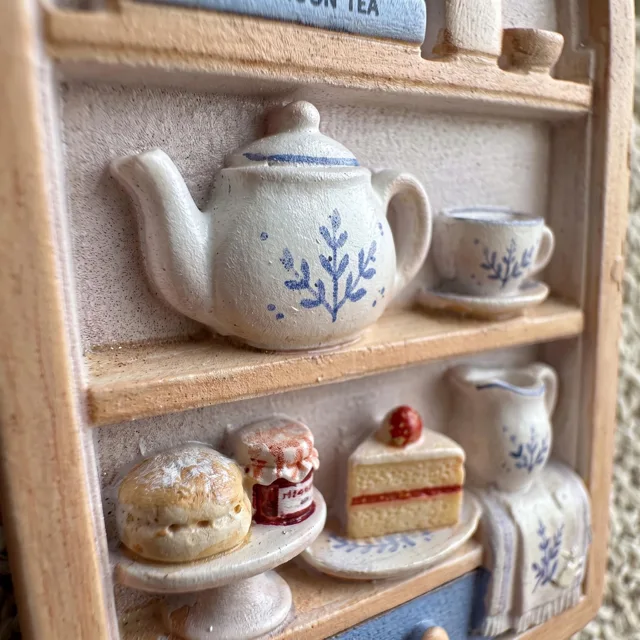Miniature Tea Shelf Fridge Magnet, Resin Relief Kitchen Decor — product photo 10