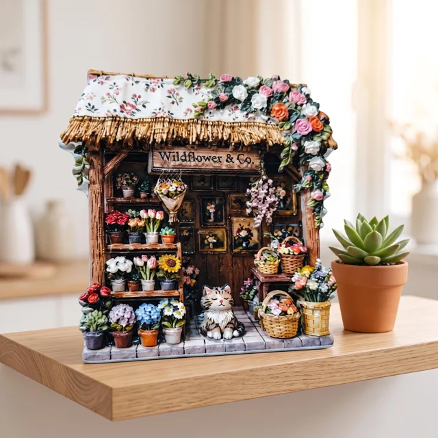 3D Fridge Magnet: Floral Shop Scene, Resin Relief Decor — product photo 9