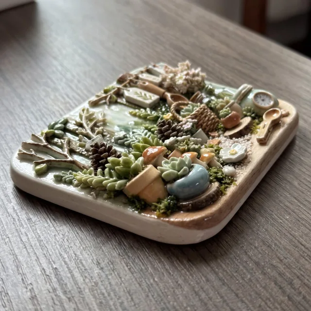 Botanical Refrigerator Magnet: 3D Relief Resin Succulent Garden Scene Decor — product photo 5