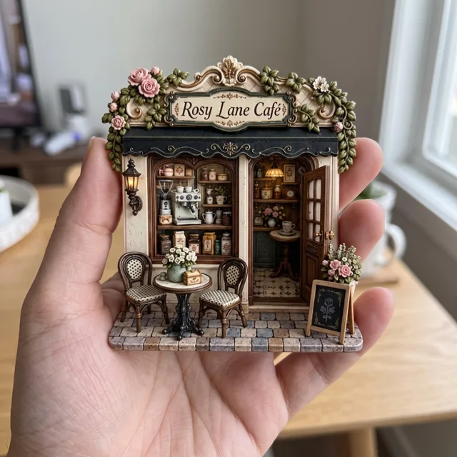 Cafe Fridge Magnet, Raised Resin Coffee Shop Decor — product photo 1