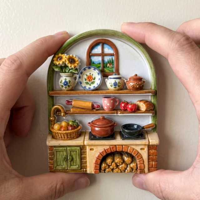 Resin Kitchen Magnet Miniature Shelf Scene, Cozy Home Decor Accent — product photo 13