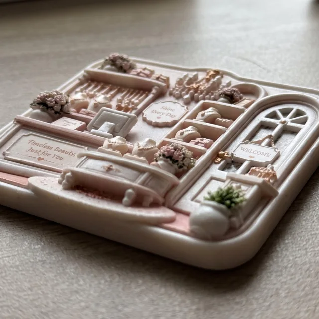 Miniature Room Magnet, Victorian Floral Decor With Arched Door — product photo 6