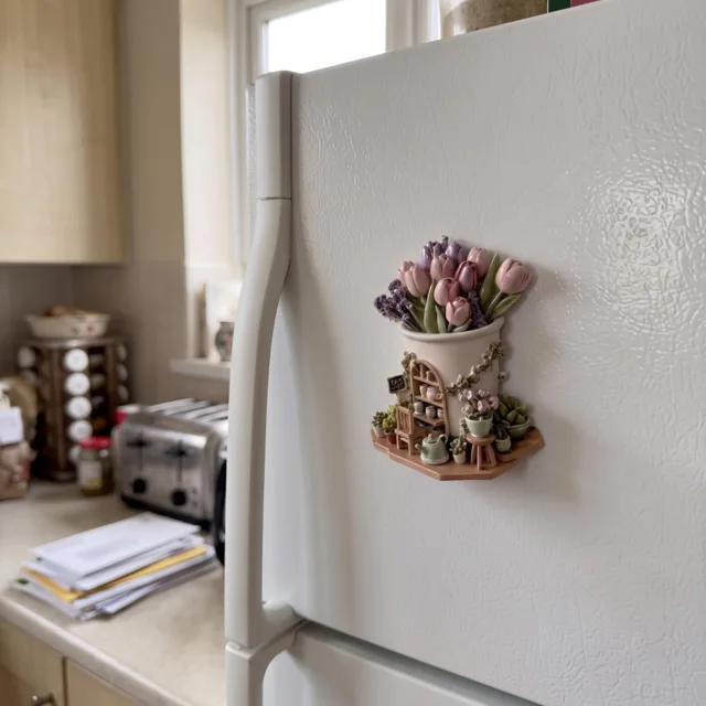 Resin Flower Shop Fridge Magnet, 3D Floral Miniature Decor — product photo 2
