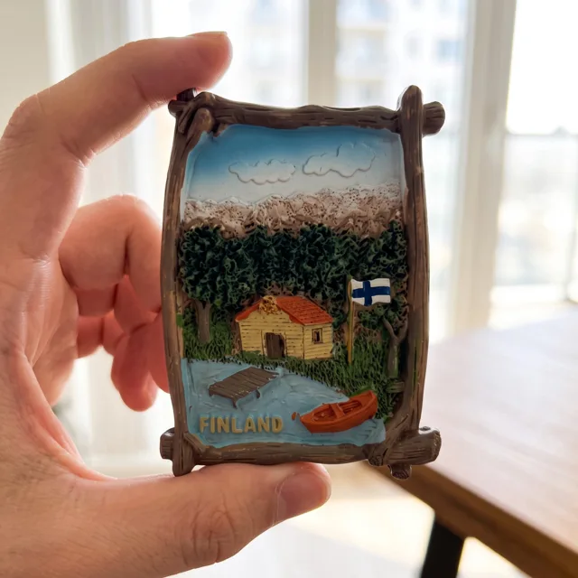 Finland Landscape Fridge Magnet, Hand Painted Travel Souvenir Home Decor — product photo 3