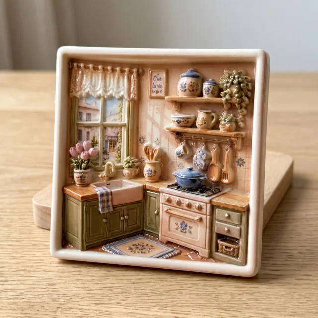 Fridge Magnet, Resin Cozy Kitchen Scene Decor — product photo 7