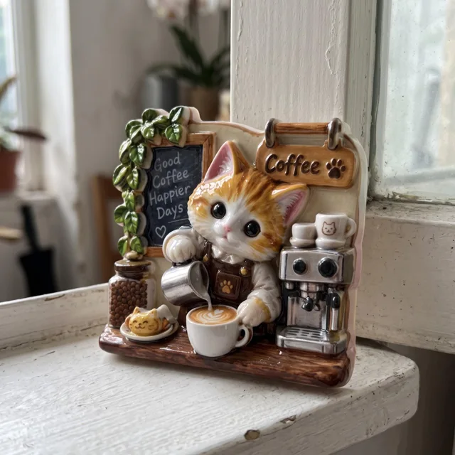 Fridge Magnet: Resin Cat Coffee Shop Kitchen Decor — product photo 9