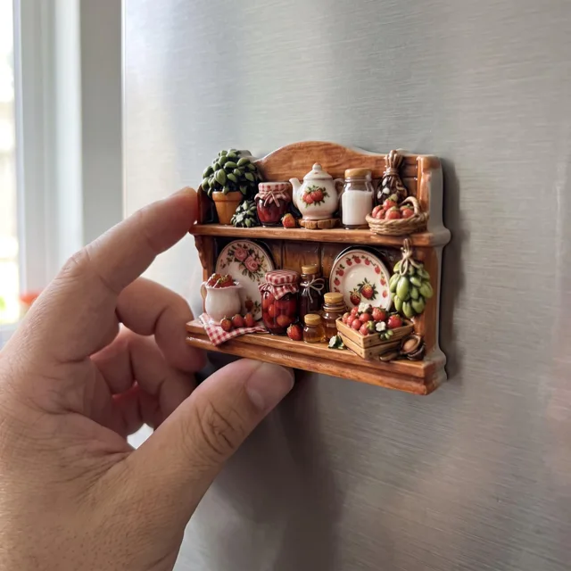 Fridge Magnet, Rustic Kitchen Shelf Still Life Decor — product photo 12
