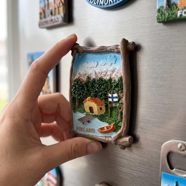 Finland Landscape Fridge Magnet, Hand Painted Travel Souvenir Home Decor — product photo 10