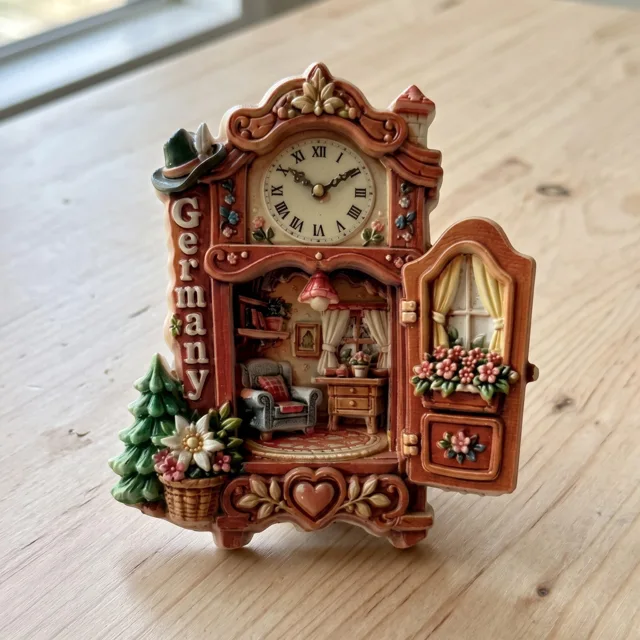 Refrigerator Magnet: 3D Resin Miniature Clock Cabinet Germany Souvenir — product photo 7